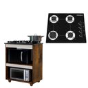 Ver imagem 1 de Kit Balcão Cooktop Turim Ype/off White e Fogão Cooktop 4 Bocas Ultrachama Chamalux Preto