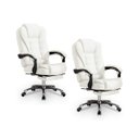 Ver imagem 1 de Kit 2 Cadeiras Presidente Ergonômica Apoio para Pés - Branco