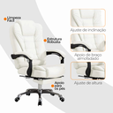Ver imagem 7 de Kit 2 Cadeiras Presidente Ergonômica Apoio para Pés - Branco