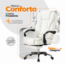 Ver imagem 5 de Kit 2 Cadeiras Presidente Ergonômica Apoio para Pés - Branco
