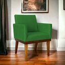 Ver imagem 2 de Poltrona Decorativa para Sala Recepção Consultório Escritório Base em Madeira Divine Suede