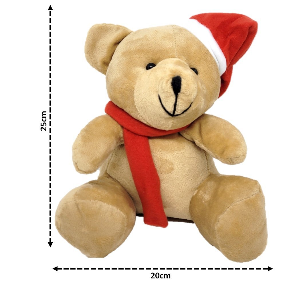 Jogo Mini Urso Pelúcia Natal Gorrinho e Cachecol 12cm 3 Pç