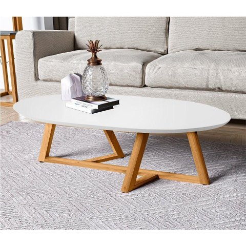Mesa de Centro Jasper Branco Amêndoa