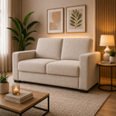Ver imagem 6 de Sofá Namoradeira 2 Lugares Moderno Sala Confortável Recepção Linho:linho Bege