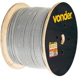 Cabo de Aço Plastificado Alma de Fibra 2,38 Mm 3/32" 6 X 7- Vonder