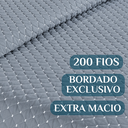 Ver imagem 3 de Conjunto Cama Casal Queen Size Melody Bordada 200 Fios Extra Macio - Ravena:cinza
