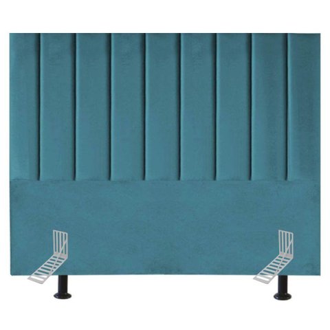 Cabeceira Estofada Cama Casal Box Queen 160 Cm Catarina Suede e Frame Cor:azul Turquesa