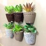 Conjunto Com 6 Cachepot Vaso Cerâmica Suculenta Artificial Imã Geladeira - 3