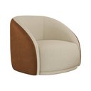 Ver imagem 1 de Poltrona Giratória 87cm Heidi Courino Caramelo | Bouclé Suave Bege - Sallar Home