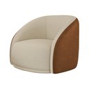 Ver imagem 7 de Poltrona Giratória 87cm Heidi Courino Caramelo | Bouclé Suave Bege - Sallar Home