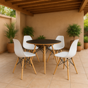 Ver imagem 1 de Conjunto de Jantar Mesa Eames Preta 90 Cm com 4 Cadeiras Brancas Dsw Design