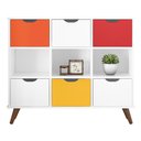 Ver imagem 1 de Nicho Organizador Multifuncional 3 Nichos 6 Gavetas Pés Retrô Cube Q01 Branco/Colorido -