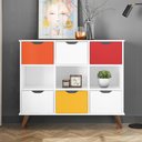 Ver imagem 2 de Nicho Organizador Multifuncional 3 Nichos 6 Gavetas Pés Retrô Cube Q01 Branco/Colorido -