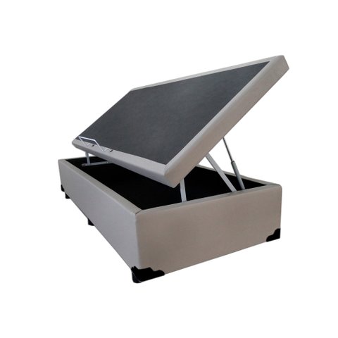 Base Box Baú Solteiro AColchoes Sintético Bege 41x88x188