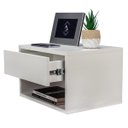 Ver imagem 2 de MESA DE CABECEIRA SUSPENSA OFF WHITE COM 40 CM GAVETA EM CIMA ENVIAMOS MONTADA