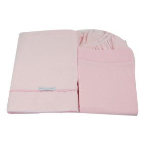 Jogo de Lençol De Mini Cama 160 Fios Rosa