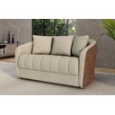 Ver imagem 1 de Sofá Living 152cm Linho Bege Caramelo 2 Lugares com 3 Almofadas Abba