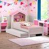 Bicama Infantil Solteiro Menina Casinha Branco Rosa - 3