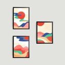 Ver imagem 1 de Kit 3 Quadros Abstratos Montanhas Multicoloridas