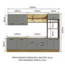 Ver imagem 4 de Armário de Cozinha Completa 310cm Rustic/Cinza Agata Madesa 01