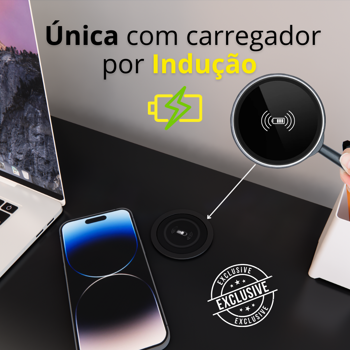 Mesa Escrivaninha Home Office Estilo Industrial 100% Mdf com Usb/tipo-c Embutido:preto - 2