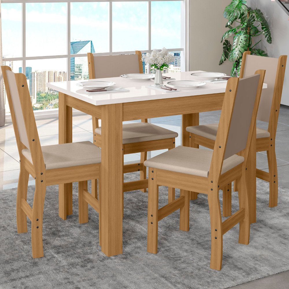 Mesa de Jantar Bellagio Retangular 108cm com 4 Cadeiras Clara Poliman Móveis - 2