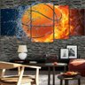 Quadros Decorativo Bola Basquete Veloz 128X60 5 Peças - 2