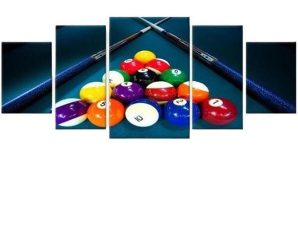 Quadros Decorativo 128X60 Jogo De Sinuca 5 Peças - 2