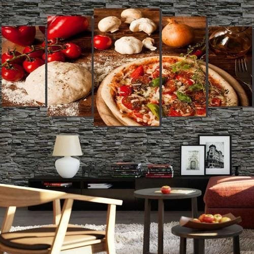 Quadros Decorativo 128X60 Pizza Molho Delicioso 5 Peças - 2