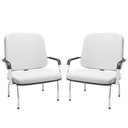 Ver imagem 1 de Kit 02 Cadeiras de Escritório Recepção com Braço Fixa Cromada Magno P03 Vinil Branco - Lyam