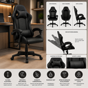 Ver imagem 1 de Cadeira Gamer Couro Giratória Tr-max - Preto