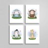 Kit 4 Quadros Bichinhos Aquarela - 2