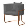 Kit 04 Poltrona Cadeira Industrial Ferro Bronze Suede Cinza - 3