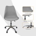 Ver mais imagens de Kit 2 Cadeiras Office Base Cromada com Rodizio Giratória Saarinen Cinza