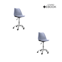 Ver imagem 2 de Kit 2 Cadeiras Office Base Cromada com Rodizio Giratória Saarinen Cinza
