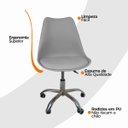 Ver imagem 6 de Kit 2 Cadeiras Office Base Cromada com Rodizio Giratória Saarinen Cinza