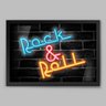 Quadro Frase Rock'n'Roll Neon Style - 45x30cm - Moldura Caixa Preto - 1