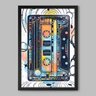 Quadro Cassette Tape Color - 45x30cm - Moldura Caixa Preto - 1