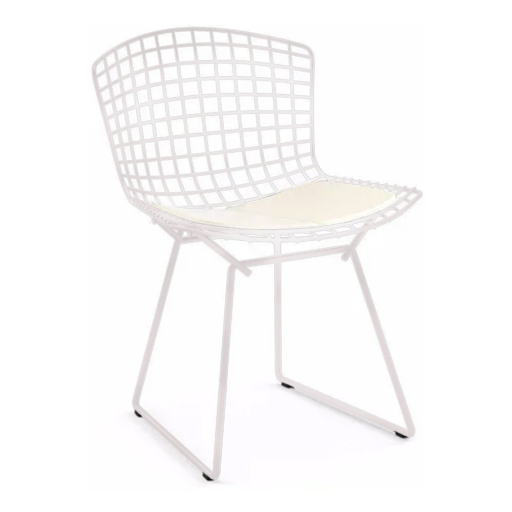 Cadeira Bertoia Branca com Assento Branco