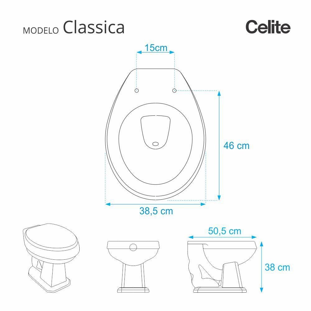 Assento Sanitário Classica Branco para vaso Celite - 1