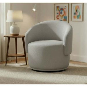 Poltrona Decorativa Giratória Sala de Estar Recepção Jasmine Linho