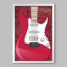Quadro Guitarra Vermelha Ilustração - 20x30cm - Moldura Caixa Branco - 1