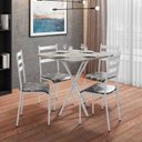 Ver imagem 1 de Conjunto Mesa com 4 Cadeiras 541.Sli e Tampo Quadrado Diamante Branco/Preto Floral