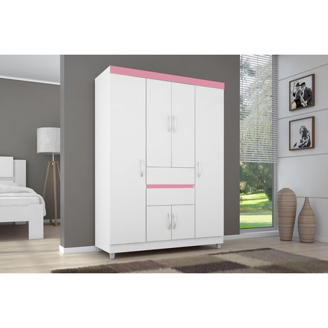 Roupeiro Ecom Ii Branco/ Rosa Flex - Demóbile
