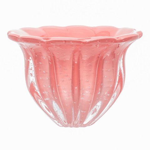 Vaso para Decoração Cristal Murano Camponesa Rosa Candy