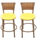 Ver imagem 1 de Kit 2 Banquetas Baixa Area Gourmet Encosto Juncado