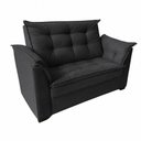 Ver imagem 4 de Conjunto de Sofá e Poltrona 2 Lugares 140cm Preto Suede Porto Estofados