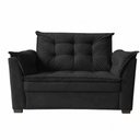 Ver imagem 2 de Conjunto de Sofá e Poltrona 2 Lugares 140cm Preto Suede Porto Estofados