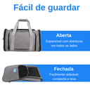 Ver imagem 4 de Kit Bolsa Pet Expansivel Transporte Viagem Cachorros e Gatos Cinza e Cinto de Segurança - Duke & Dix