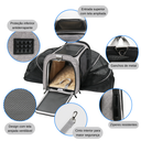 Ver imagem 3 de Kit Bolsa Pet Expansivel Transporte Viagem Cachorros e Gatos Cinza e Cinto de Segurança - Duke & Dix